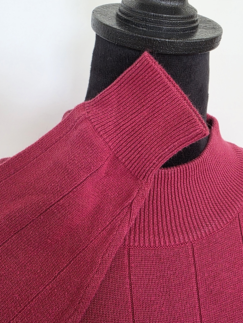 Appleseed's Women's Mock Neck Ribbed Sweater - Raspberry S - Picture 3 of 7